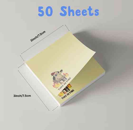 Набор липких заметок 4 шт по 50 листов This Is Fine клейкие стикеры Киев