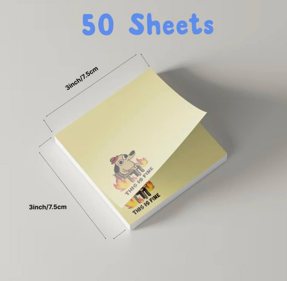 Набір липких нотаток 4 шт по 50 аркушів This Is Fine клейкі стікери Київ - фото 3