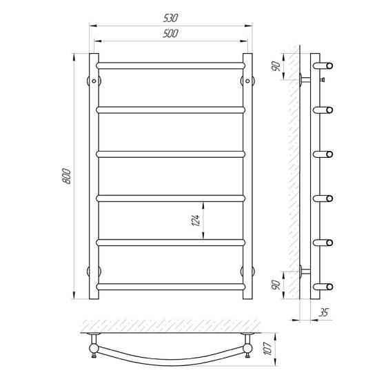 Водяна сушарка для рушників Laris Флеш П6 500x800 Київ