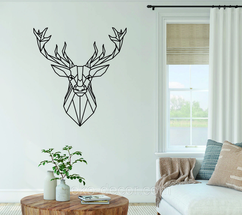Декоративное настенное Панно «Олень», Декор на стену 70*65 см, Черный Киев - изображение 8