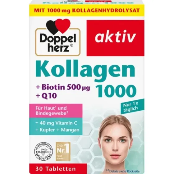 Doppelherz Kollagen 1000, Tabletten 30 St, 40.8 g Колагенові капсули Doppelherz 30 штук, 40.8 г. (Ні Львів