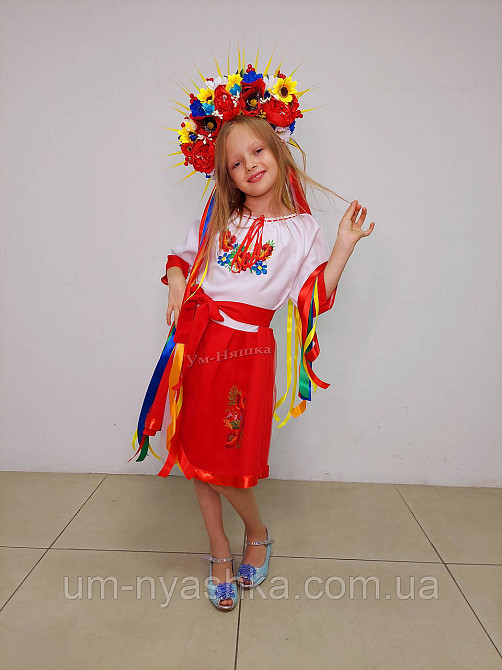 Червона вишита сукня плаття вишиванка з коротким рукавом Квіткова Кривой Рог - изображение 4