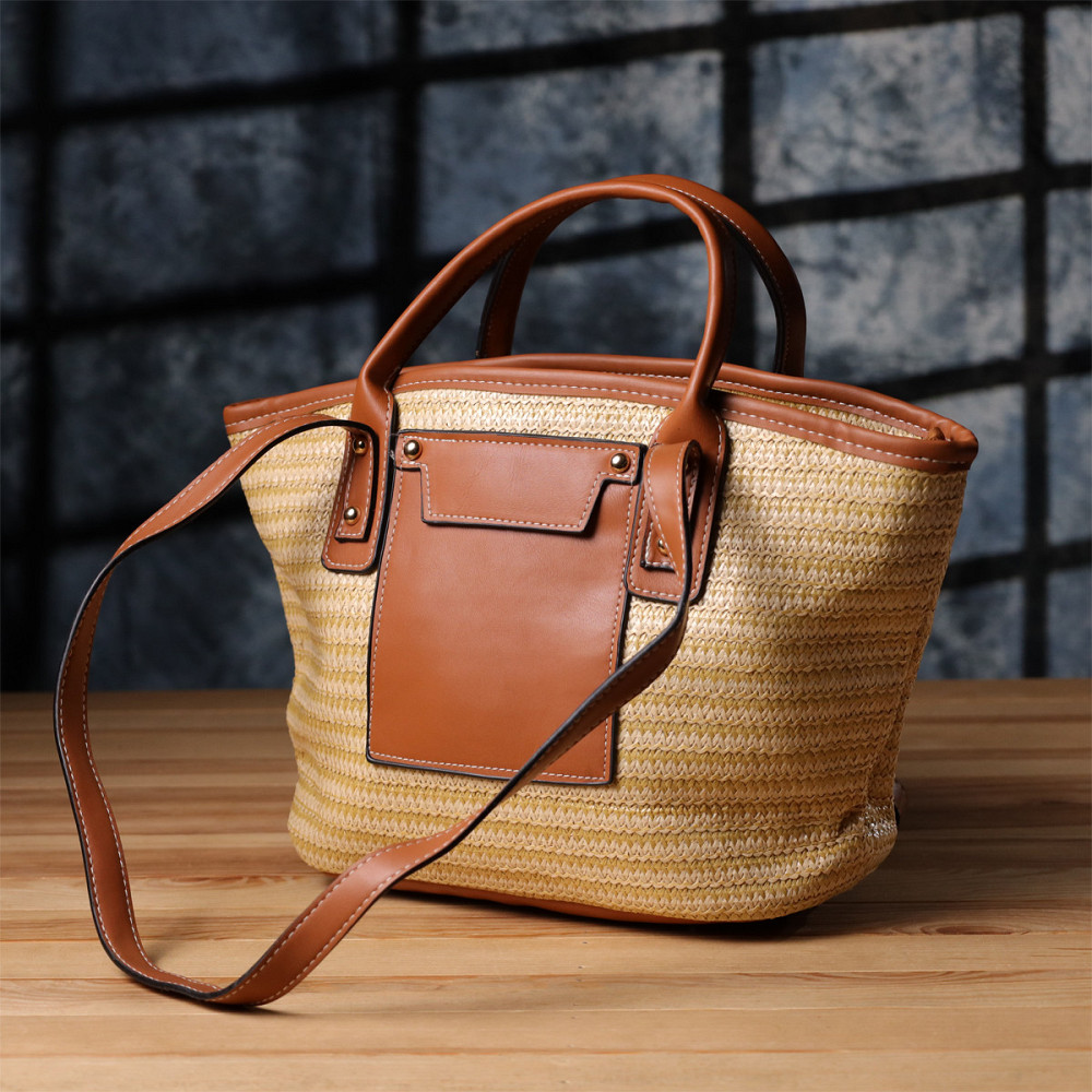 Містка жіноча сумка на літо з якісного текстилю Vintage sale_15137 Коричневий Київ - фото 8