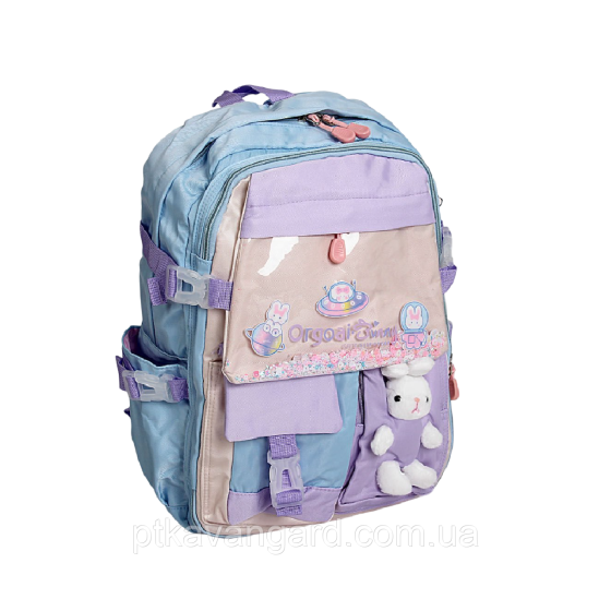 Рюкзак школьный для девочки (2 отделения, светоотражающие элементы, регулируемые лямки) голубой Хмельницкий