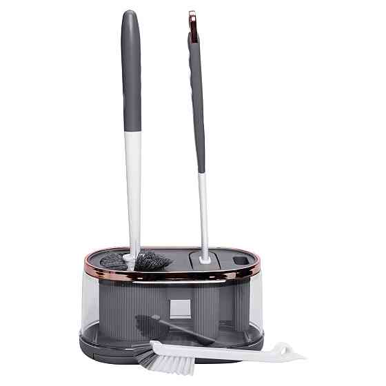 Набір для туалету настінний 3 в 1: 2 йоржика + щітка, йорж для унітазу силіконовий з щіткою йоржик для унітазу HP-35015-47DG Київ