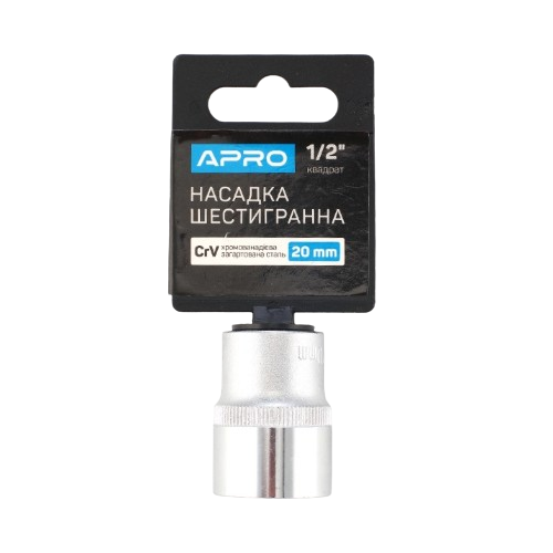 Насадка шестигранна 1/2" 20 мм CrV APRO Житомир