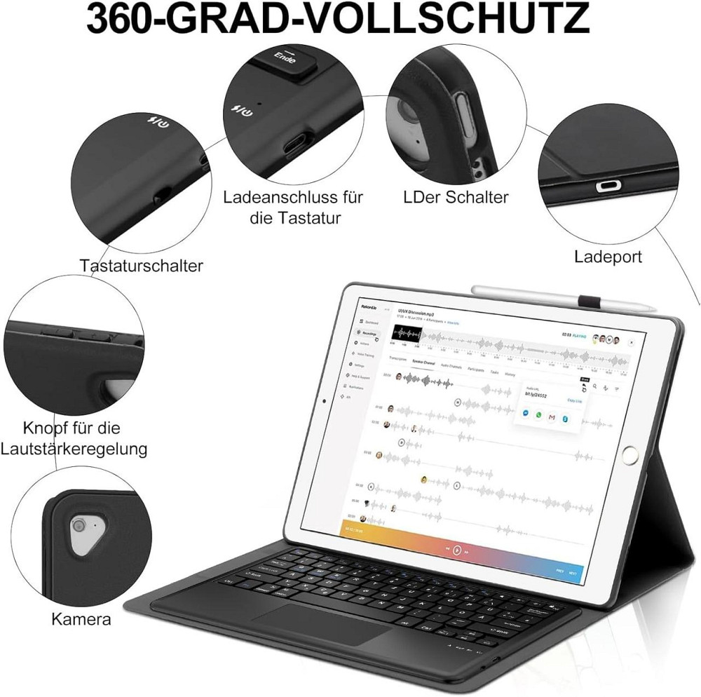 Защитный чехол клавиатура для iPad Pro 12.9 2/1 поколение 2017/2015дюймов Днепр - изображение 5