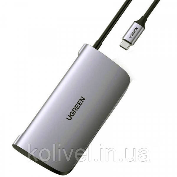 Док-станція USB3.0 Type-C --> USB 3.0x2/HDMI/RJ45/SD/TF/PD Ugreen CM212 Сіра (50852) Київ - фото 3