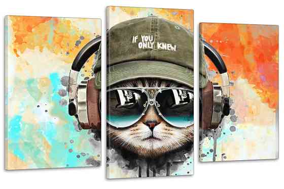 Модульная картина в гостиную / спальню Музичний кіт Art-627_3 100x150 см Киев