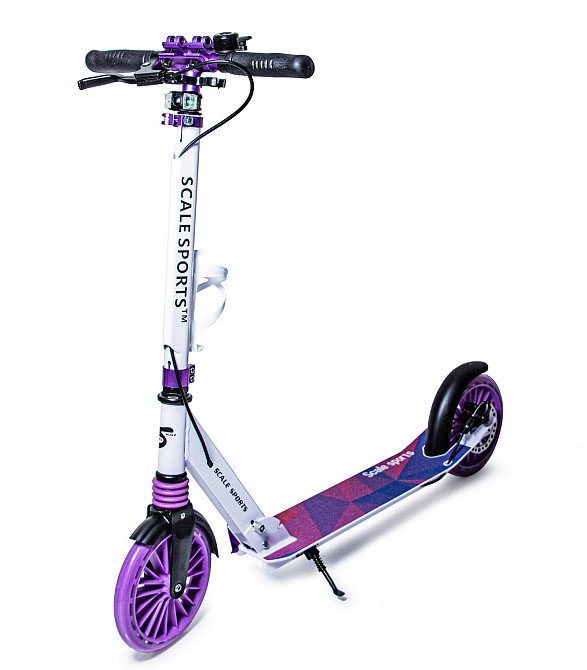 Дитячий самокат Scale Sports SS-23 + ліхтарик + дзвіночок. Дискове гальмо. Передній амортизатор. Фіол Одеса - фото 1