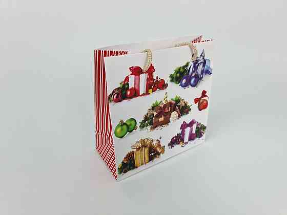 Новогодние, бумажные ,подарочные  пакеты с ручкой Чашка 16/16/8-018 (12 шт) Харьков