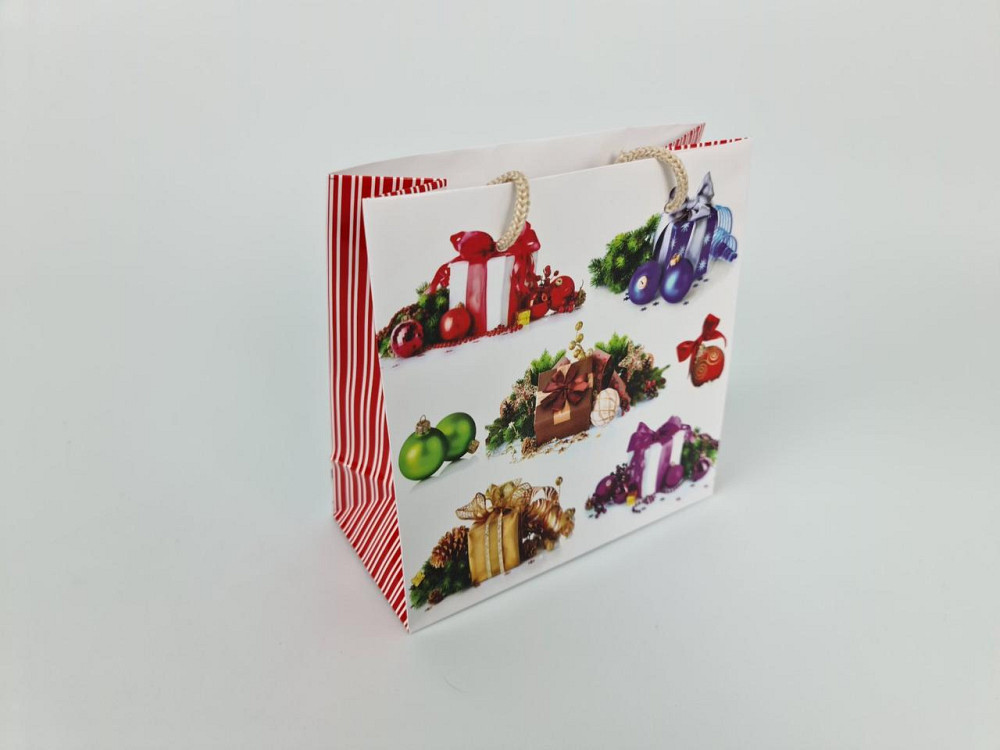 Новогодние, бумажные ,подарочные  пакеты с ручкой Чашка 16/16/8-018 (12 шт) Харьков - изображение 4