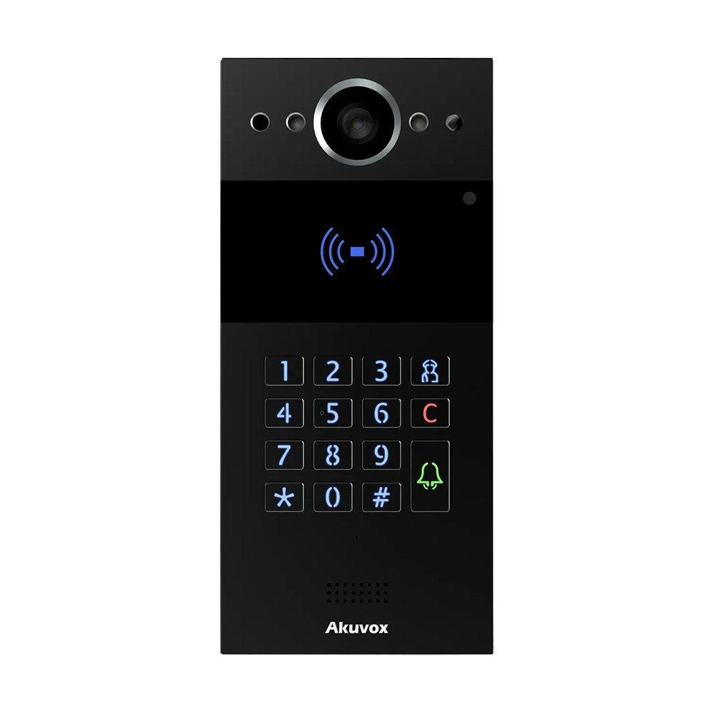IP-відеопанель багатоабонентська 2Mp Akuvox R20K Black зі зчитувачем EM-Marine / Mifare / NFC (00-00002068) Киев - изображение 1