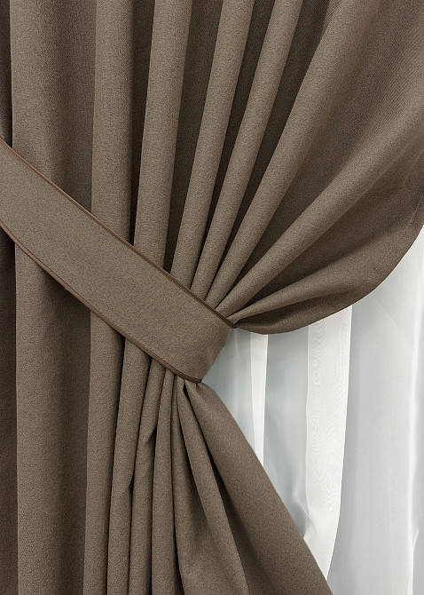 Комплект готових штор VR-Textil Блекаут двосторонній ASHEN NIGHT № 1854ш Коричневий 100х290 см 2 шт (31-997) Київ - фото 5