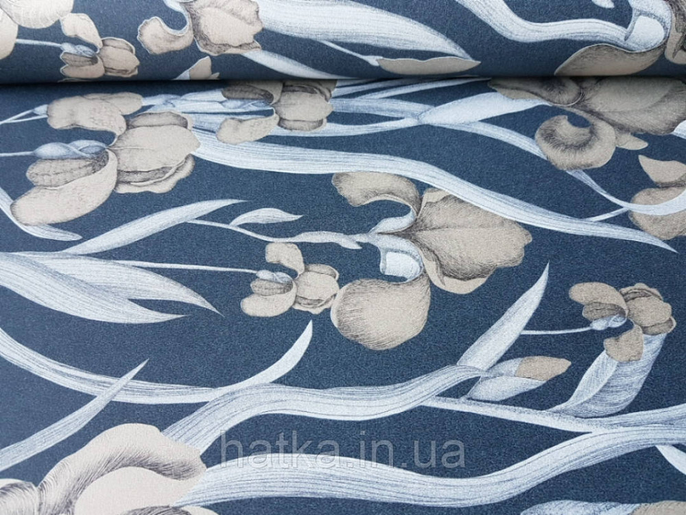 Шпалери флізелінові Decoprint Elisir EL21024 квіти коричневі листя сірі на чорному тлі Київ - фото 1