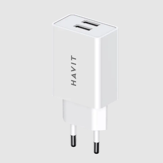 Зарядний пристрій мережевий 2USB 3,0A білий Havit HV-UC003B Житомир