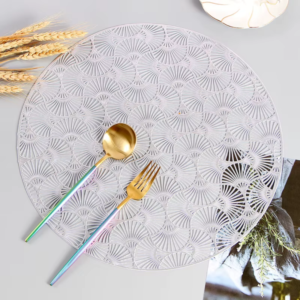 Сервировочная салфетка под горячее круглая 38х38 см, коврик сервировочный серебристый набор 2 шт Каменец-Подольский - изображение 1