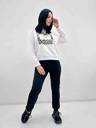 Трикотажный спортивный костюм с принтом Condor батал 50-52, Белый+черный Киев