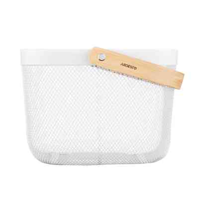 Фруктовница Ardesto Midori з ручкою 25х24.5х18см, метал, дерево, білий (AR0901W) Винница