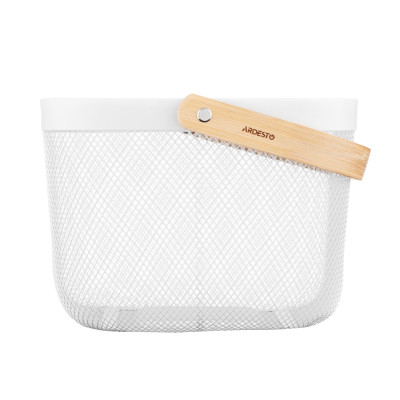 Фруктовница Ardesto Midori з ручкою 25х24.5х18см, метал, дерево, білий (AR0901W) Винница - изображение 3