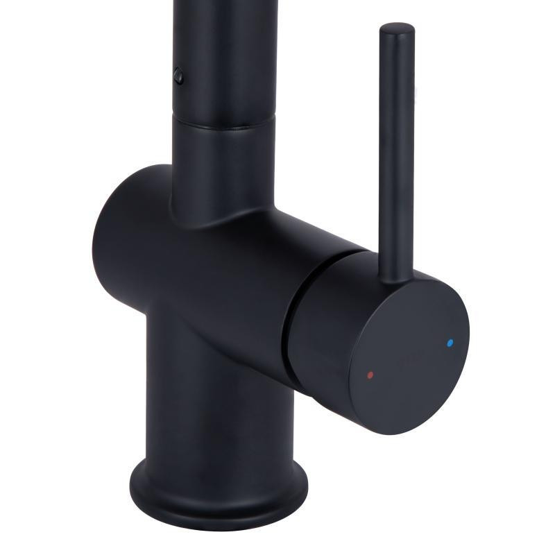 Смеситель для кухни Qtap Rozcesti с выдвижным изливом с подключением для питьевой воды QTROZ367BLM45943 Black Харьков - изображение 4