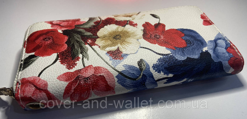 Жіночий гаманець на блискавці з квітковим принтом білого кольору NA Київ - фото 2