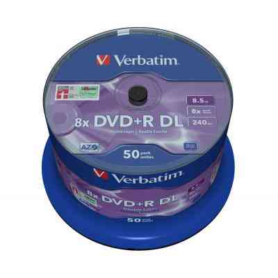 Диск DVD Verbatim 8.5Gb 8X CakeBox 50 шт MATT SILVER SURFACE (43758) Винница