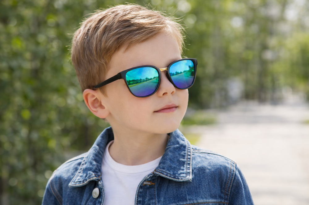 Очки детские солнцезащитные зеркальные стильные (сине-зеленые) Киев - изображение 5