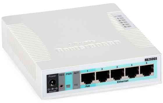 Комутатор Mikrotik RB260GS, 5 Gigabit ports and SFP cage, SwOS, plastic case, PSU Вінниця