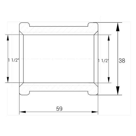 Муфта 1 1/2″ВВ латунна восьмигранна А0355А Киев