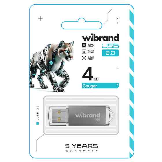 Flash Wibrand USB 2.0 Cougar 4Gb Silver (WI2.0/CU4P1S) Київ