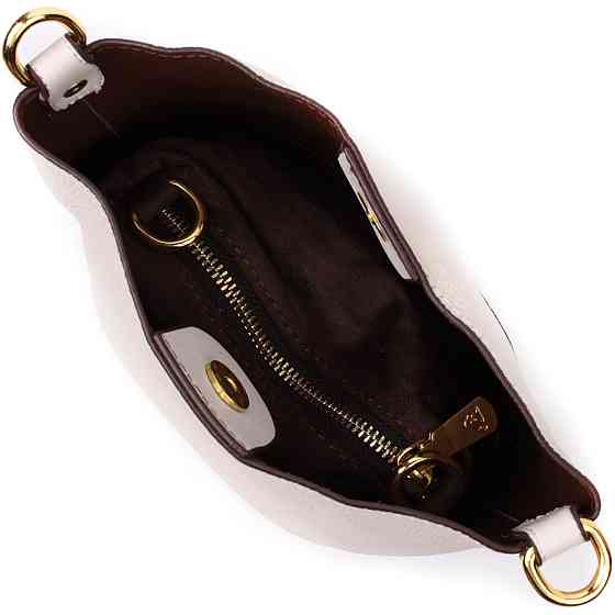 Компактна сумка жіноча з автономною косметичкою всередині з натуральної шкіри Vintage 22365 Біла Київ