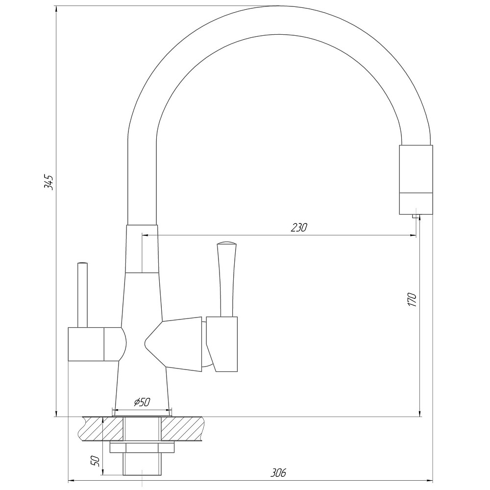 Змішувач для кухні під осмос Globus Lux LAZER GLLR-0903-11-GRAPHITE Тернополь - изображение 7