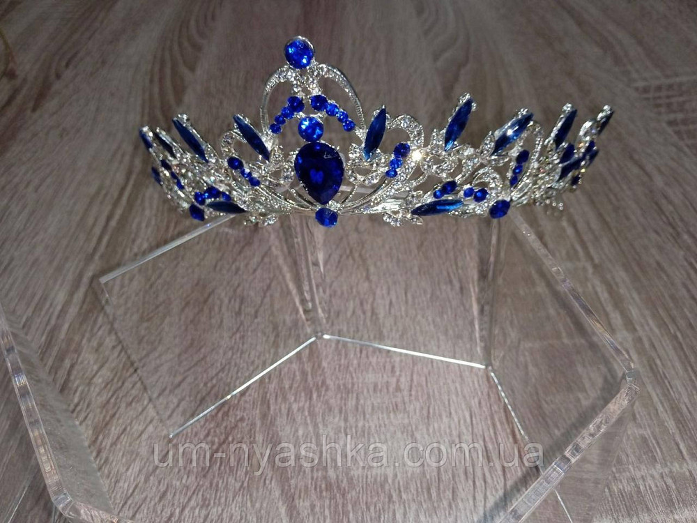 Диадема на обруче Корона синяя с камнями Кривой Рог - изображение 4