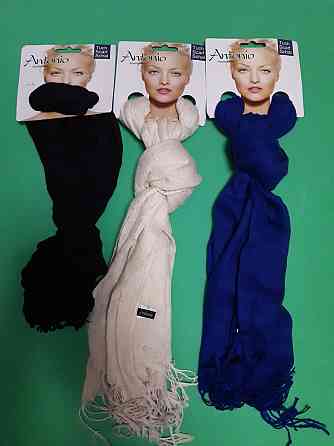 Шарфы женские набор из 3-х штук (синий, черный, бежевый) - размер шарфа приблизительно 170*65см Киев