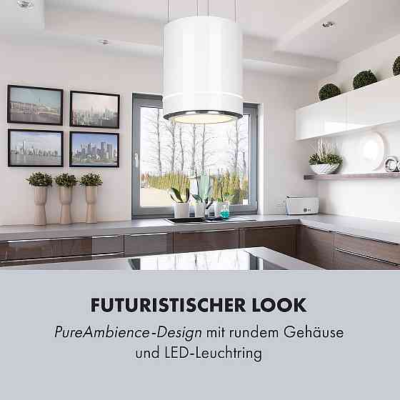 Островная вытяжка Tron Ambience Ø38см рециркуляция 540м³/ч LED белый белый (Германия, читать описание) Ровно