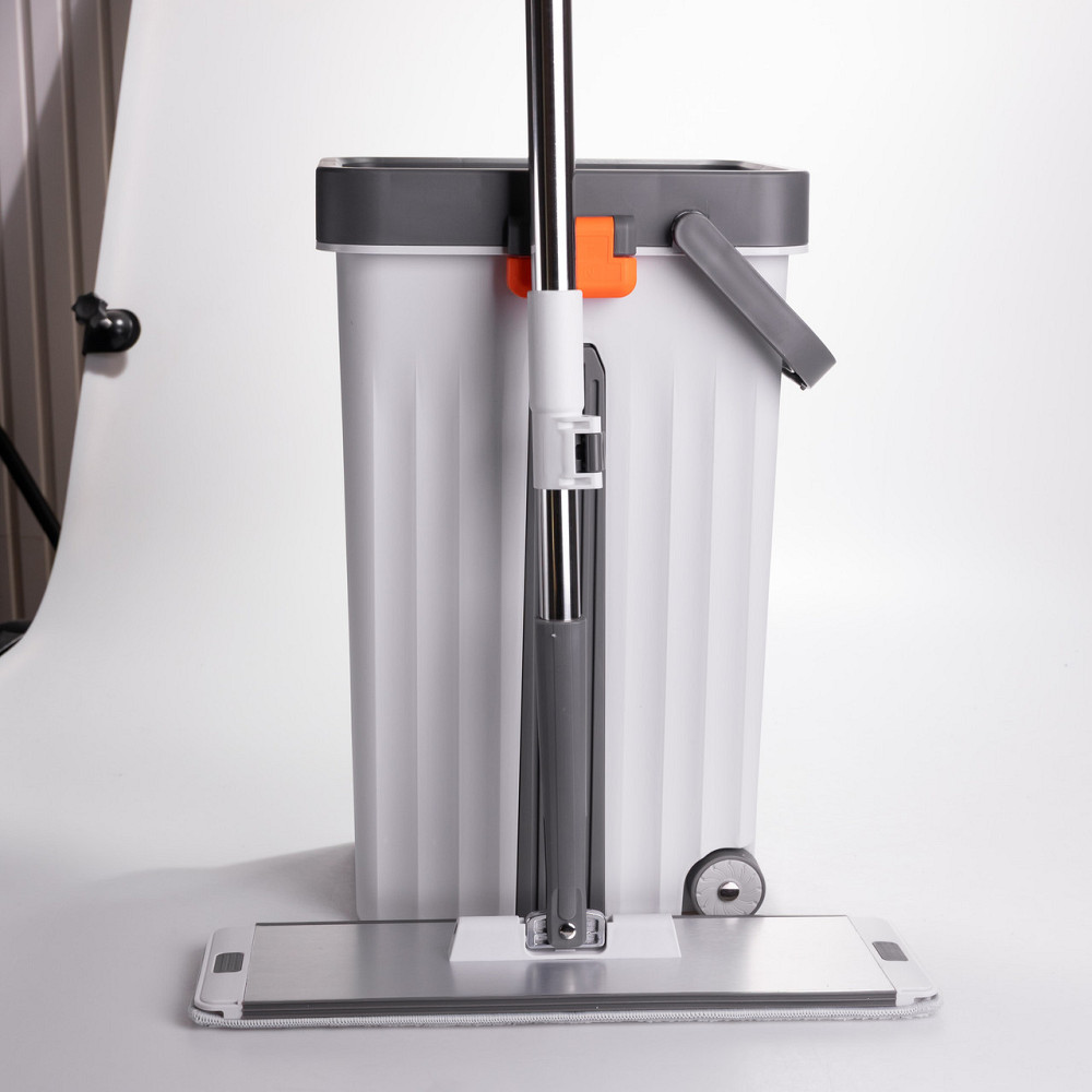 Швабра з відром 14 л для миття підлоги з віджимом плоска насадка з мікрофібри набір для прибирання будинку HP-35015-59 Київ - фото 7