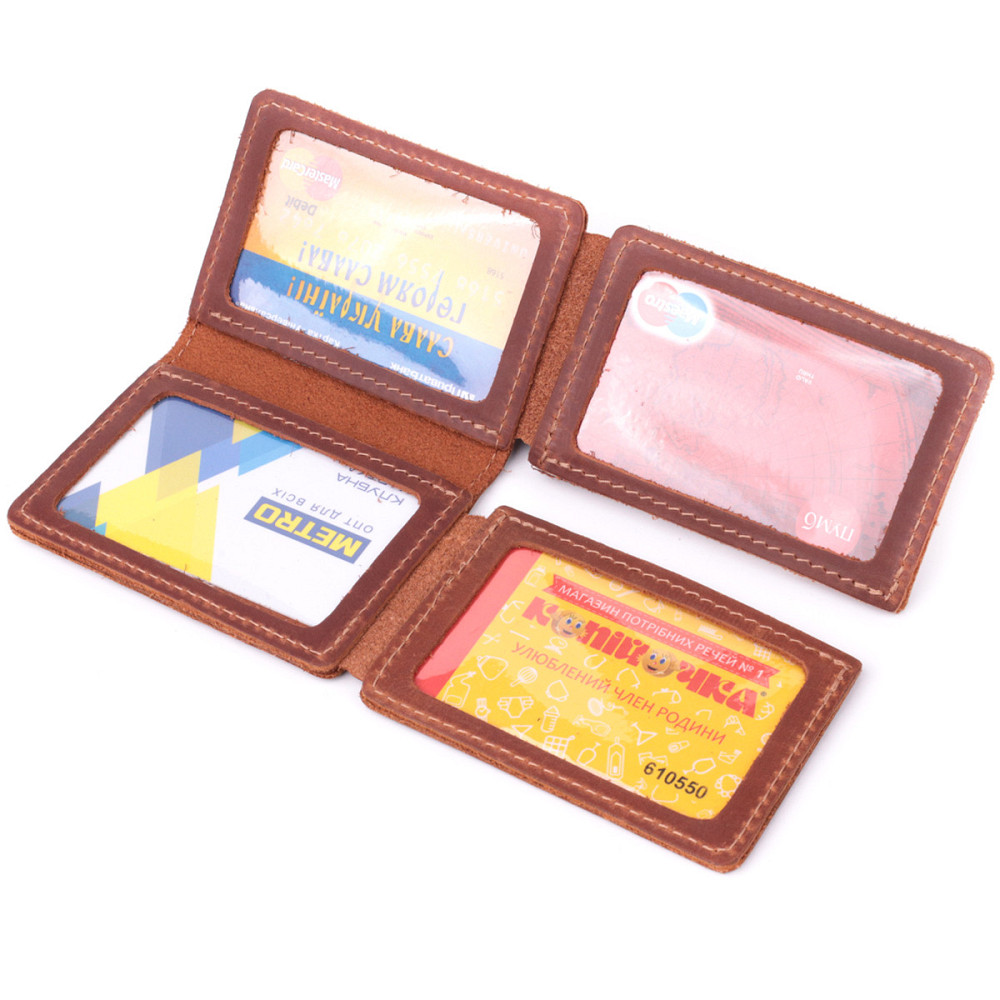 Стильна обкладинка на автодокументи у вінтажній шкірі Світло-коричнева (GRANDE PELLE) Київ - фото 1