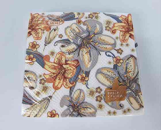 Двухслойная цветочная салфетка (ЗЗхЗЗ, 16шт)  La Fleur Полотно из лилий 508 (1 пачка) Харьков