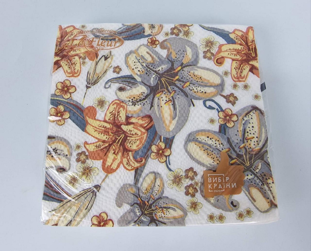 Двухслойная цветочная салфетка (ЗЗхЗЗ, 16шт)  La Fleur Полотно из лилий 508 (1 пачка) Харьков - изображение 1