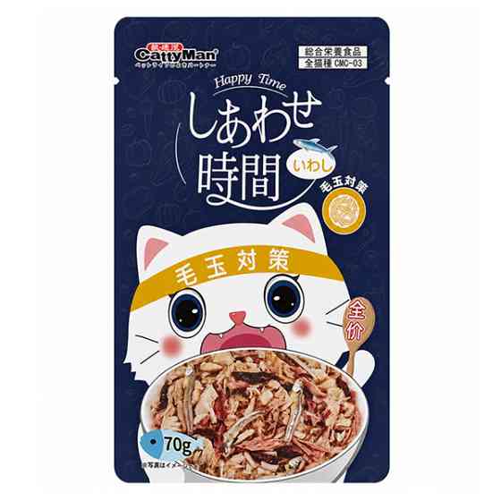 CattyMan Happy Time Hairball Care КЭТТИМЕН ВЫВЕДЕНИЕ ШЕРСТИ беззерновой полнорационный влажный корм с тунцом и сардиной для котов, пауч 70 г Киев