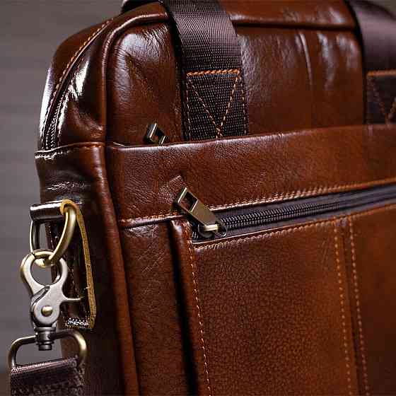 Деловая мужская сумка кожаная Vintage 14789 Коричневая Киев