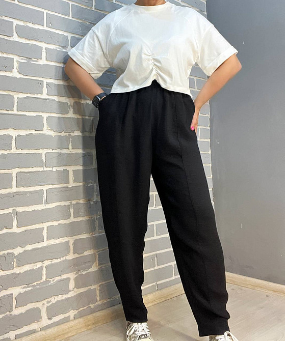 Брюки женские 0716 MOM шелковые с карманами черные, черный, L Киев - изображение 4