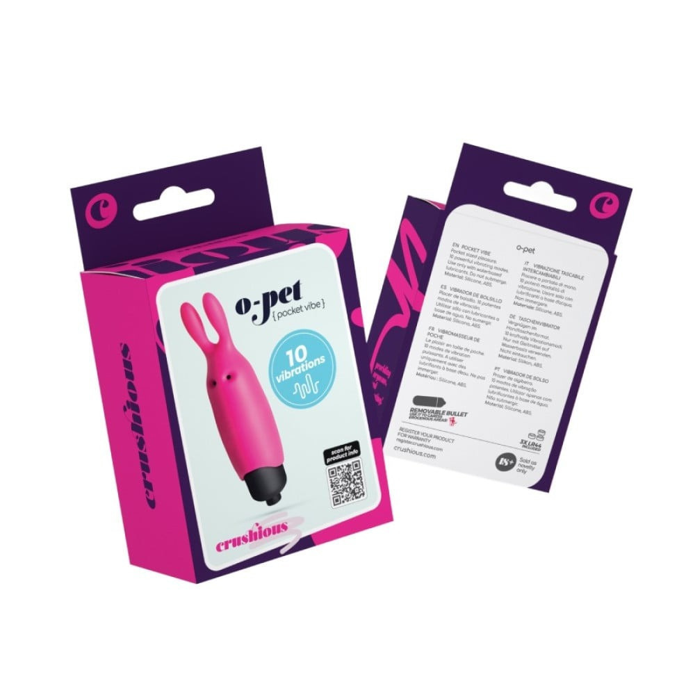 Карманный вибратор зайчик Crushios O-Pet розовый Sex Aura Киев - изображение 9