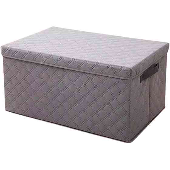 Комплект ящиков для хранения вещей в шкафу 4 шт с крышкой и ручками, тканевый,серый Каменец-Подольский