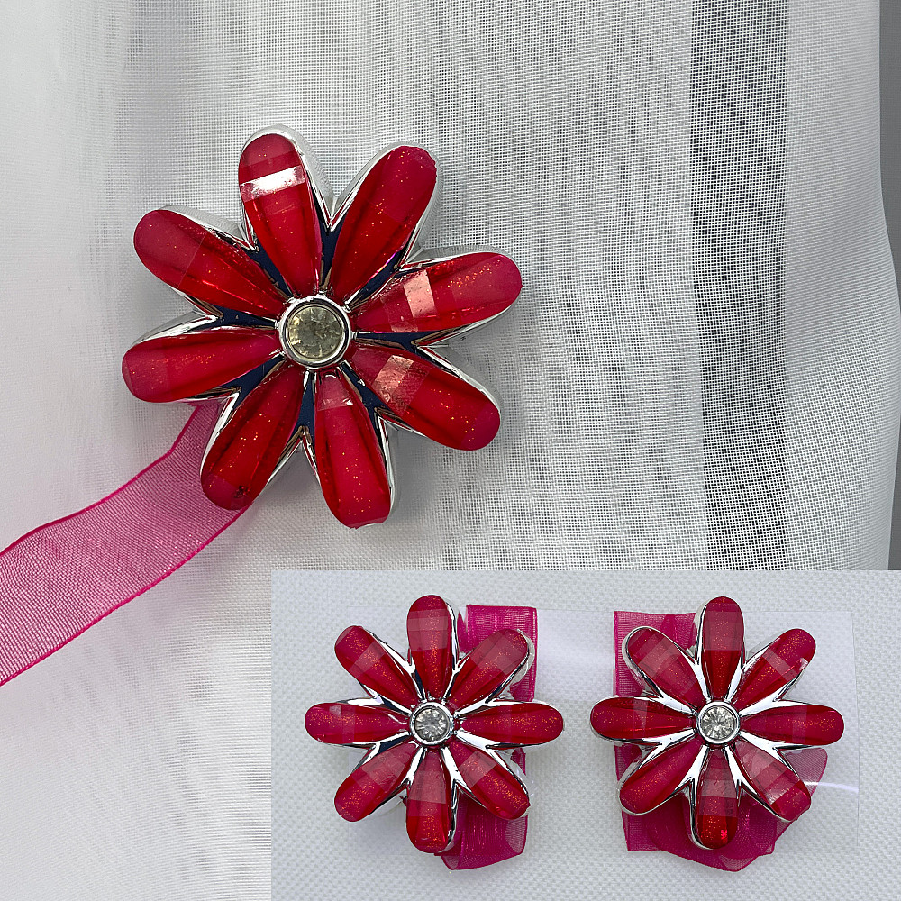 Магніти для штор та гардин "Квітка" набір 2 шт Червоний (81-255) Київ - фото 1