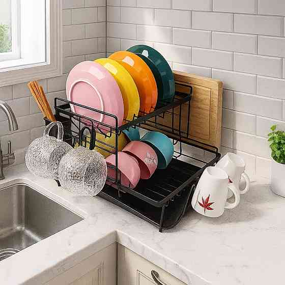 Двухуровневый стеллаж для сушки посуды и хранения кухонных аксессуаров Каменец-Подольский