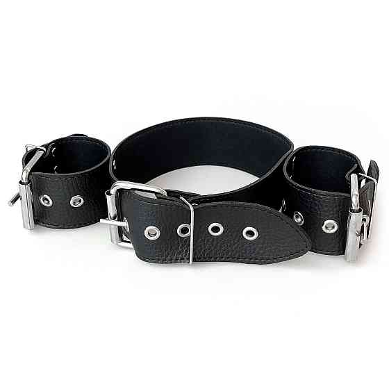 Нашийник з наручниками із натуральної шкіри Art of Sex - Bondage Collar with Handcuffs Sex Aura Київ