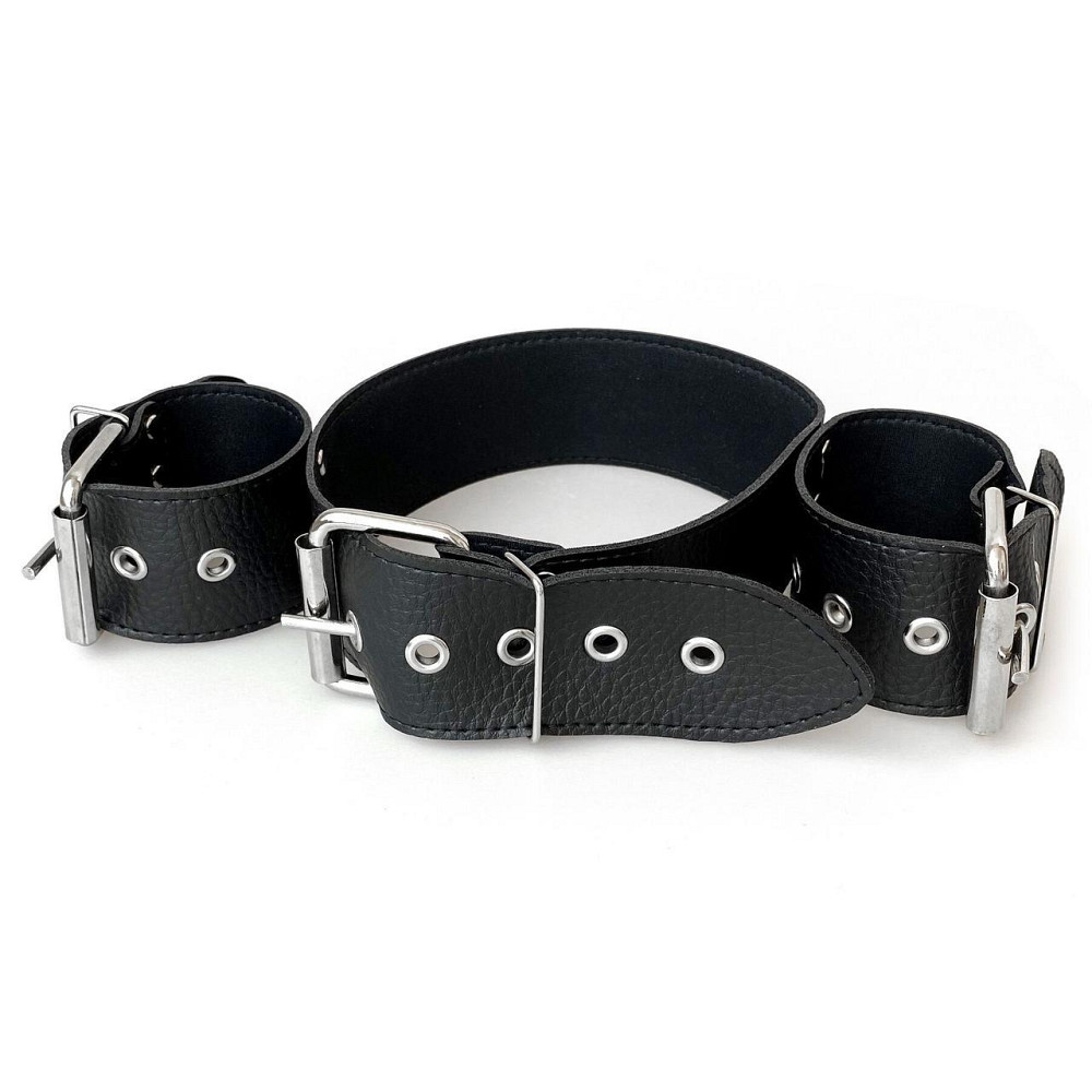 Нашийник з наручниками із натуральної шкіри Art of Sex - Bondage Collar with Handcuffs Sex Aura Київ - фото 4