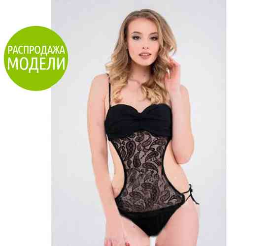 Цілісний жіночий купальник з гіпюром "Black Star"| Розпродаж моделі Київ